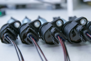 A set of ignition coils sitting on a table near Indianapolis, Indiana