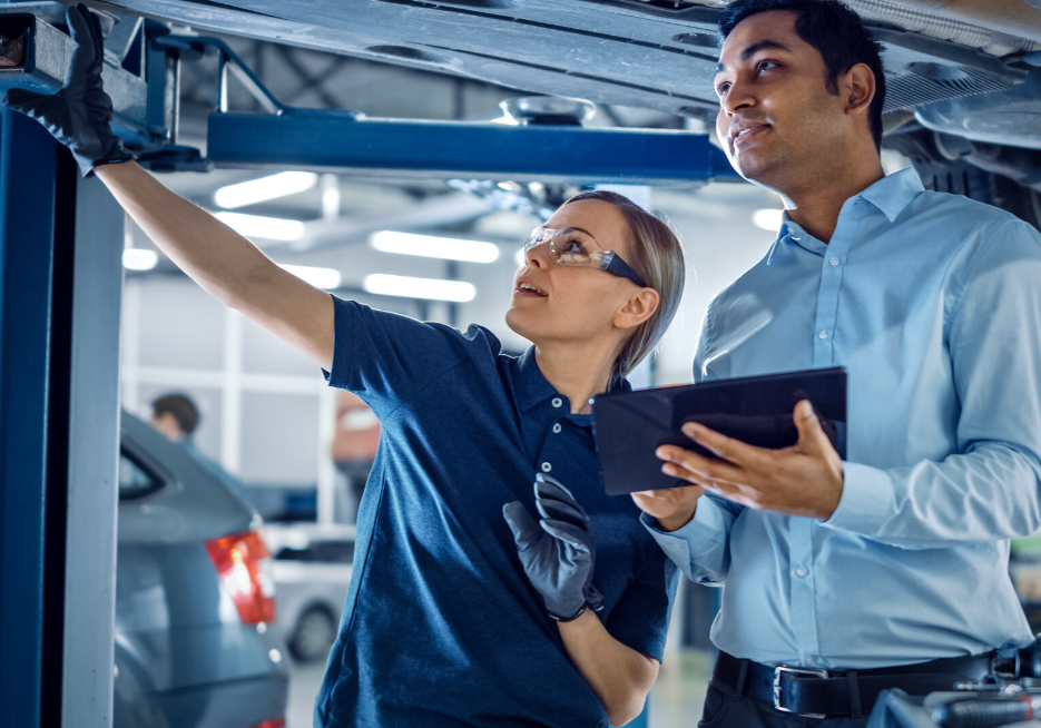 An inspection being performed at a service shop near Indianapolis, Indiana