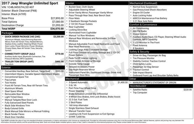 2017 Jeep Wrangler Unlimited Sport