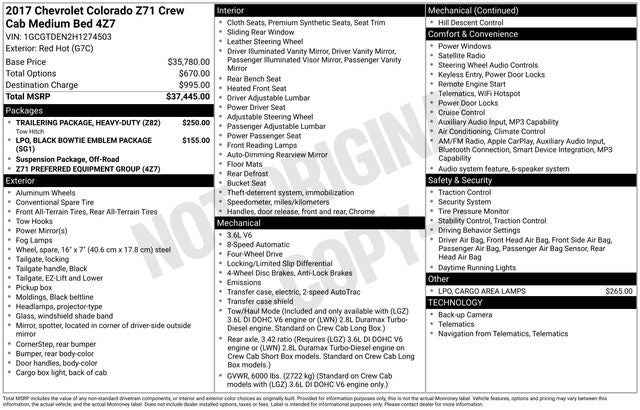 2017 Chevrolet Colorado Z71