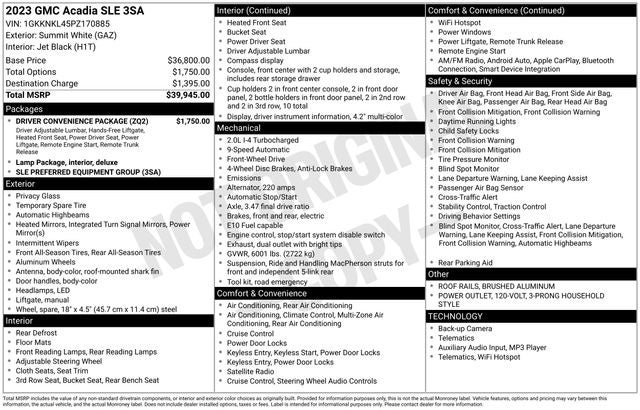 2023 GMC Acadia SLE