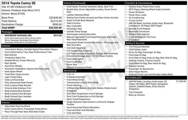 2016 Toyota Camry SE