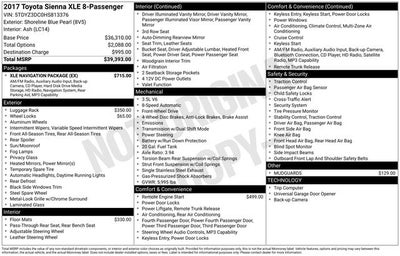 2017 Toyota Sienna XLE 8 Passenger