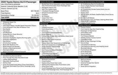2020 Toyota Sienna XLE 8 Passenger