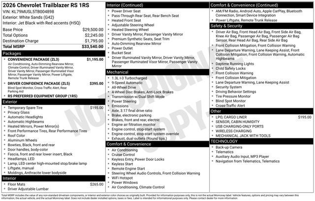 2026 Chevrolet TrailBlazer RS