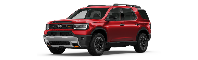 Red 2026 Honda Passport TrailSport, front three-quarter view