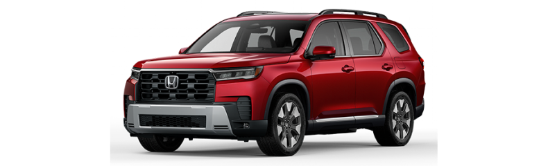 Red 2026 Honda Pilot, front three-quarter view